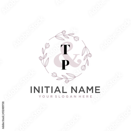 Initial letter TP beauty handwriting logo vector