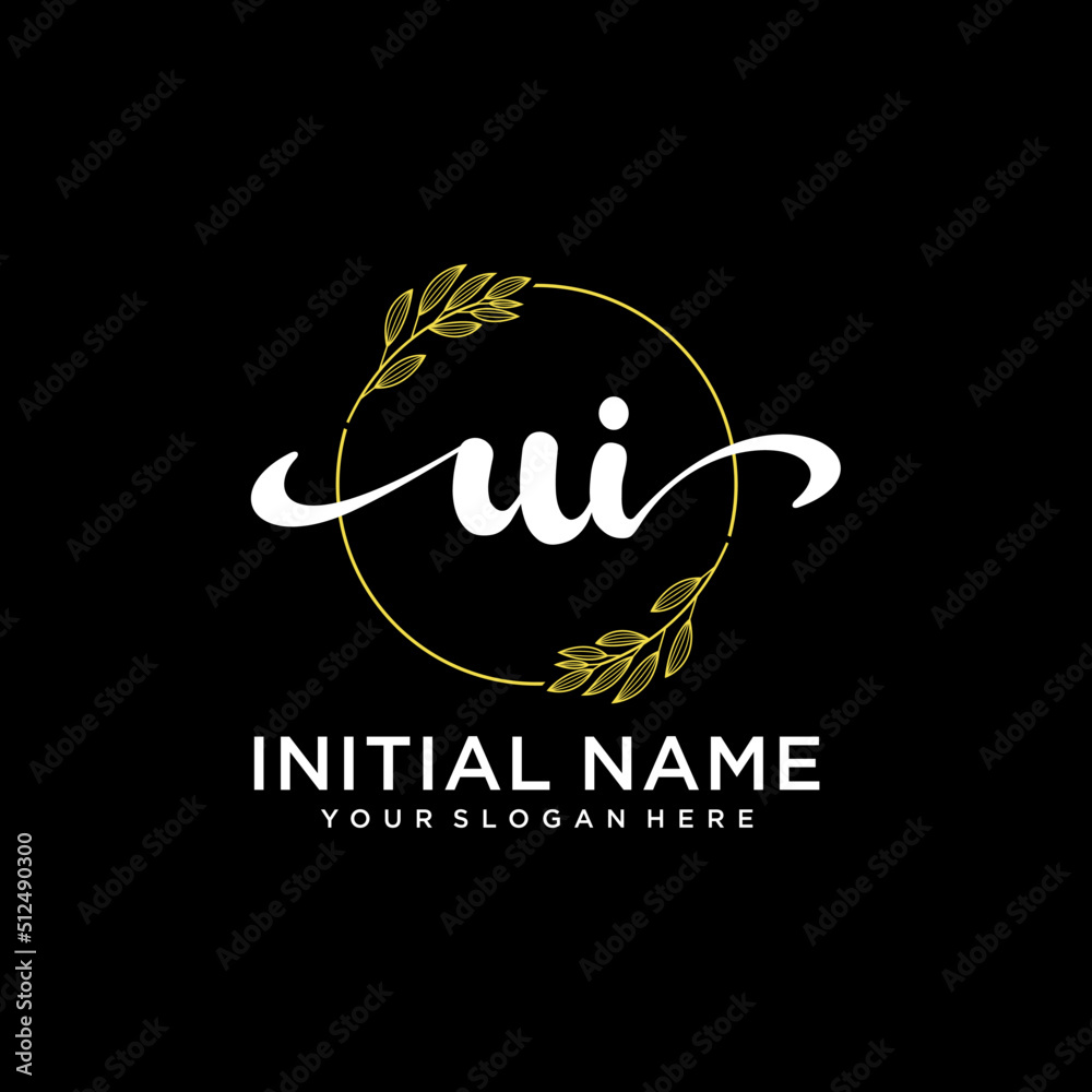 UI Initial handwriting logo vector. Hand lettering for designs. UI Initial handwriting logo vector. Hand lettering for designs.