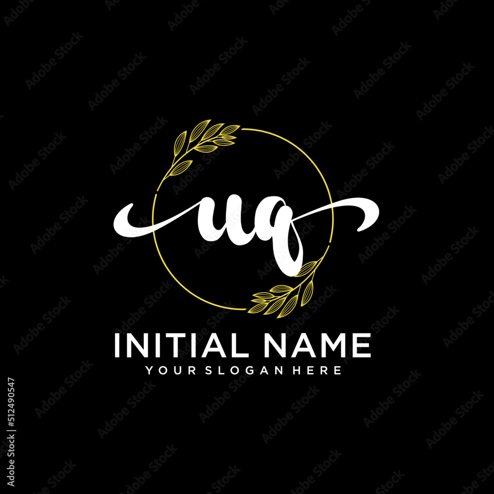 UQ Initial handwriting logo vector. Hand lettering for designs. UQ Initial handwriting logo vector. Hand lettering for designs.