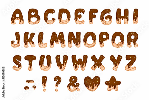 Set of Alphabet and chocolate biscuit