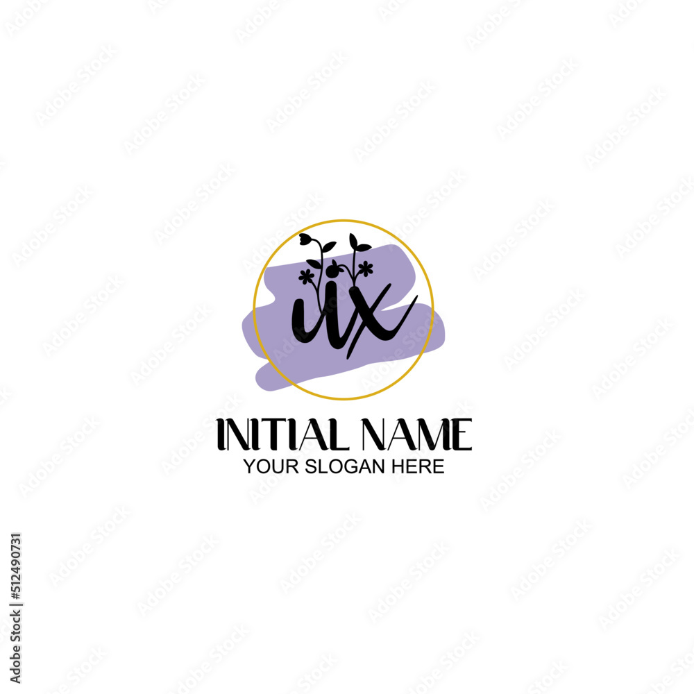 Initial letter UX beauty handwriting logo vector