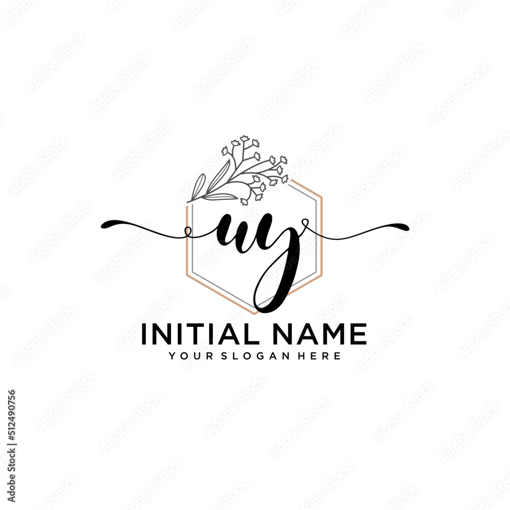 Initial letter UY beauty handwriting logo vector Initial letter UY beauty handwriting logo vector