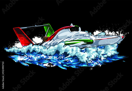 boat isolated on black background for poster, t-shirt print, business element, social media content, blog, sticker, vlog, and card. vector illustration.