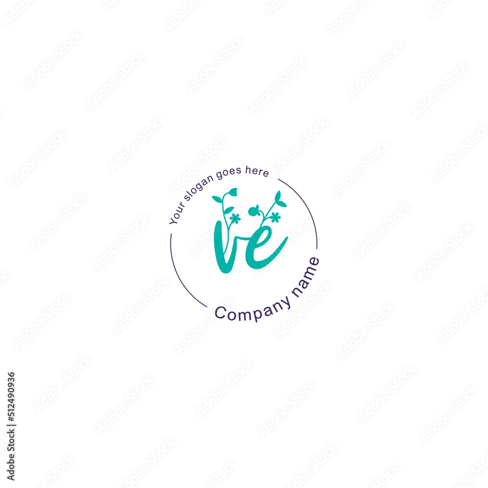 Initial letter VE beauty handwriting logo vector Initial letter VE beauty handwriting logo vector