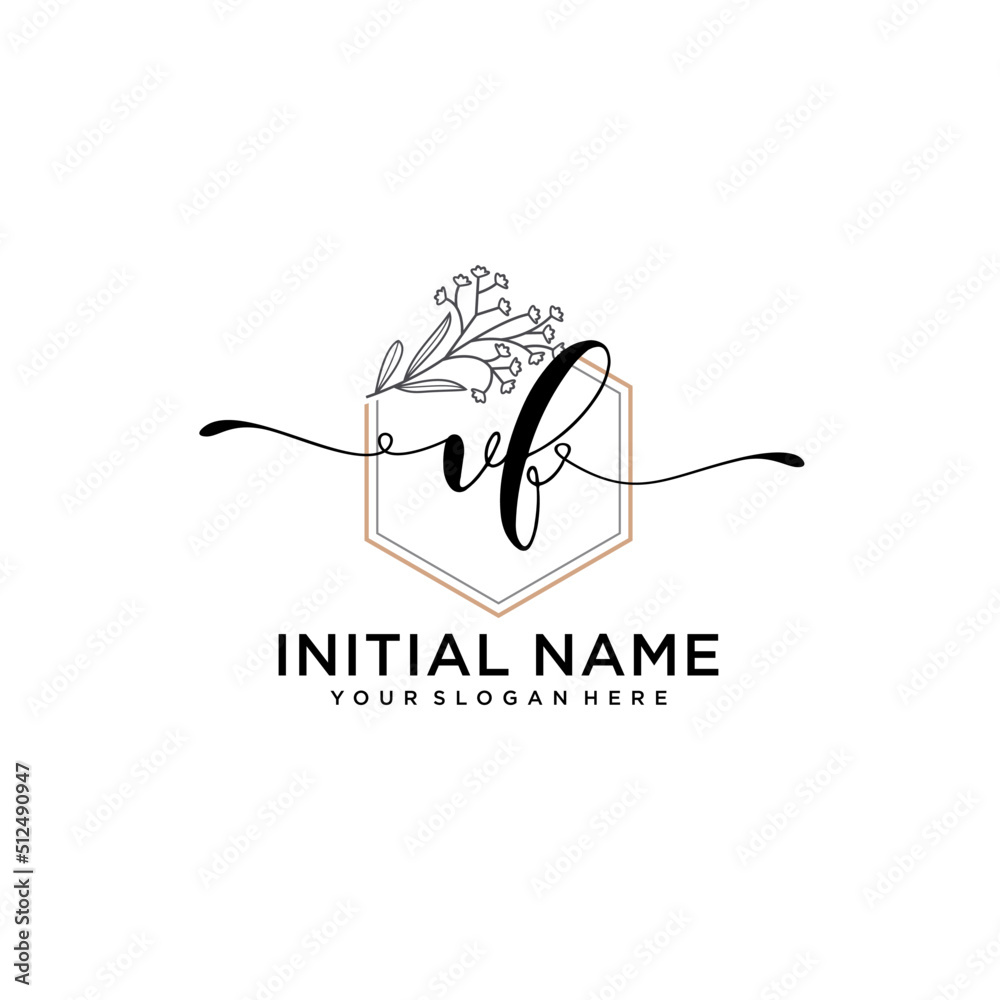 Initial letter VF beauty handwriting logo vector Initial letter VF beauty handwriting logo vector