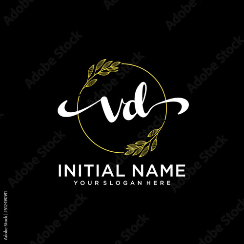 VD Initial handwriting logo vector. Hand lettering for designs.