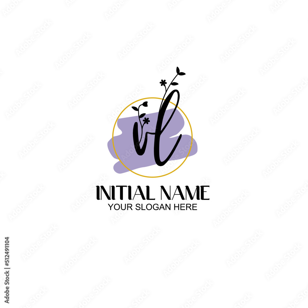 Obraz premium Initial letter VL beauty handwriting logo vector