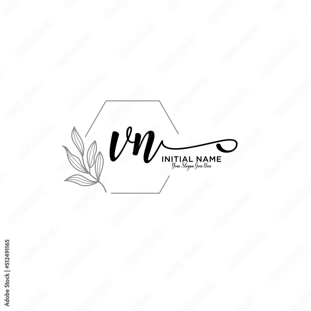 Initial letter VN beauty handwriting logo vector Initial letter VN beauty handwriting logo vector