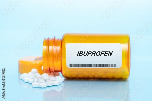 Obraz na płótnie Ibuprofen Drug In Prescription Medication  Pills Bottle