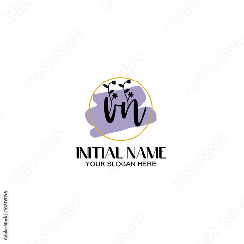 Initial letter V beauty handwriting logo vector