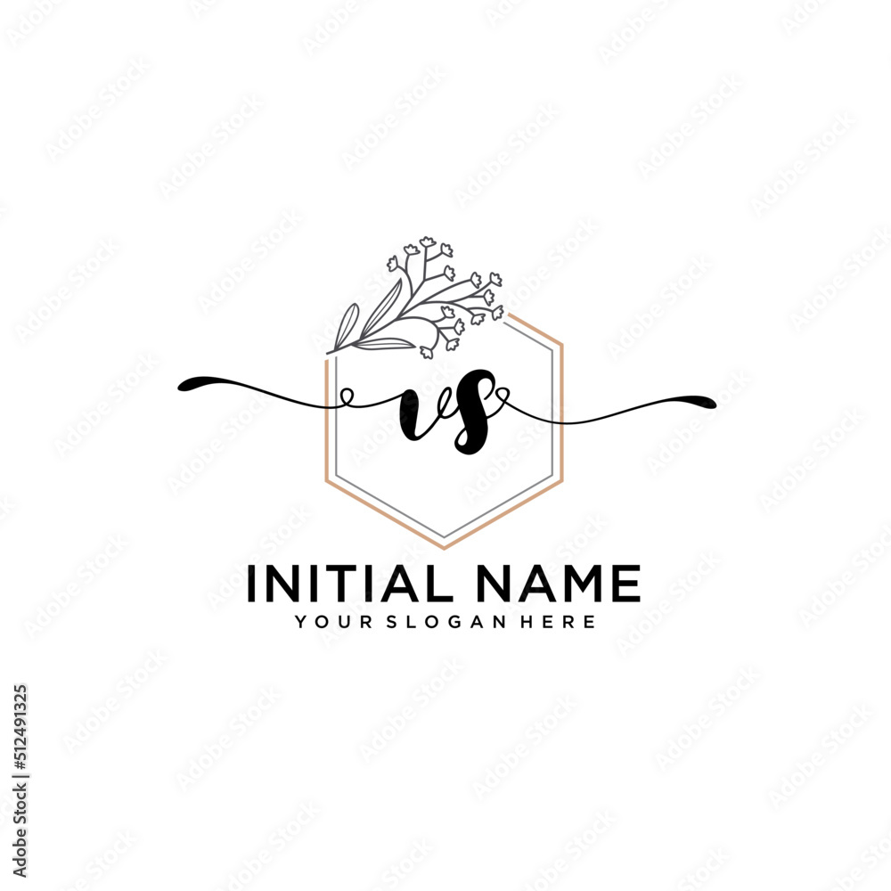 Initial letter VS beauty handwriting logo vector Initial letter VS beauty handwriting logo vector