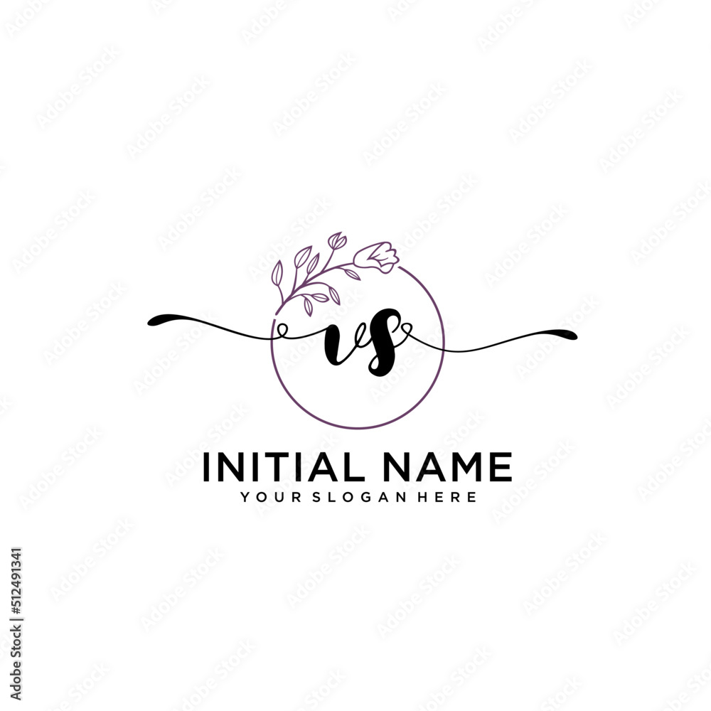 Fototapeta premium Initial letter VS beauty handwriting logo vector