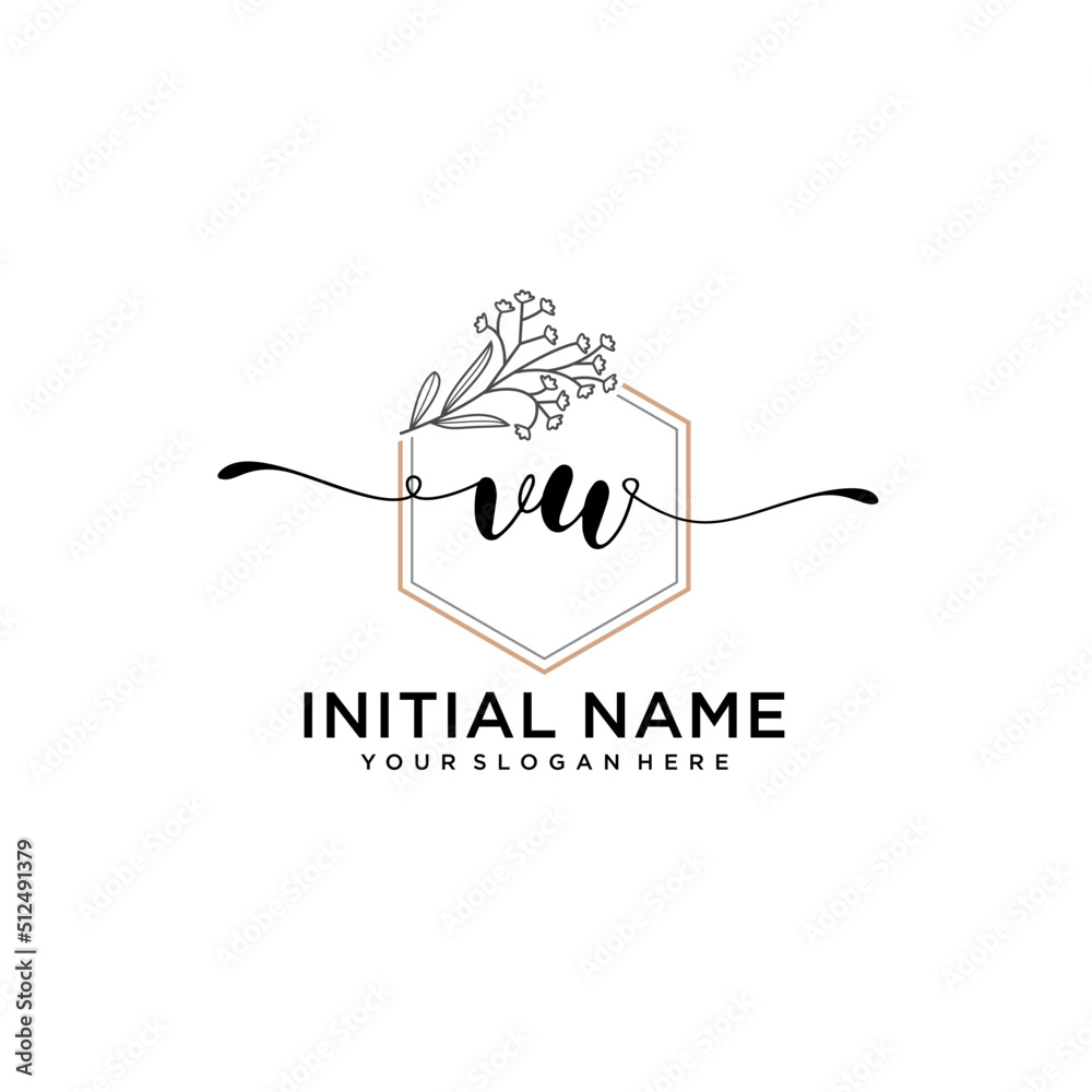 Obraz premium Initial letter VU beauty handwriting logo vector