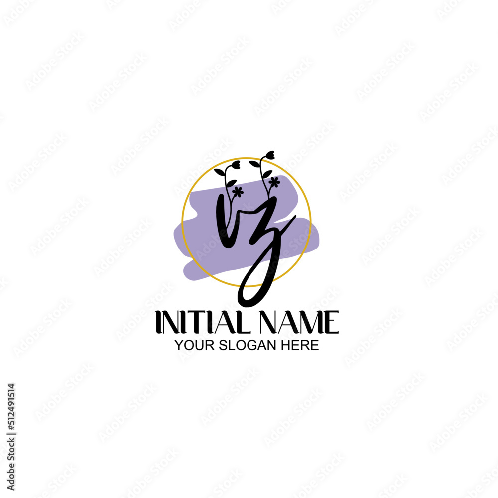 Fototapeta premium Initial letter VZ beauty handwriting logo vector