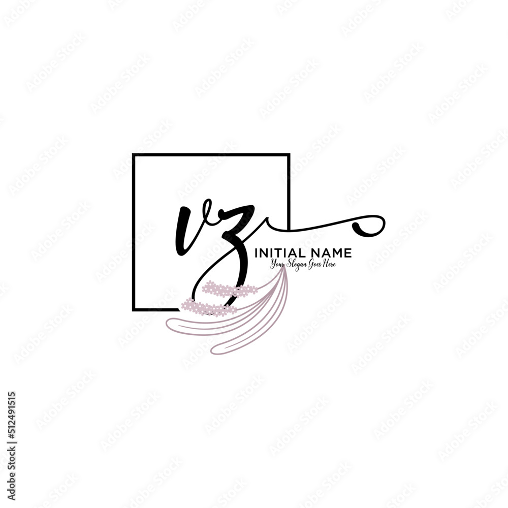 Initial letter VZ beauty handwriting logo vector Initial letter VZ beauty handwriting logo vector