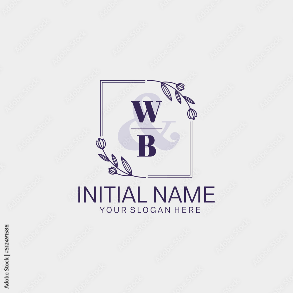 Initial letter WB beauty handwriting logo vector