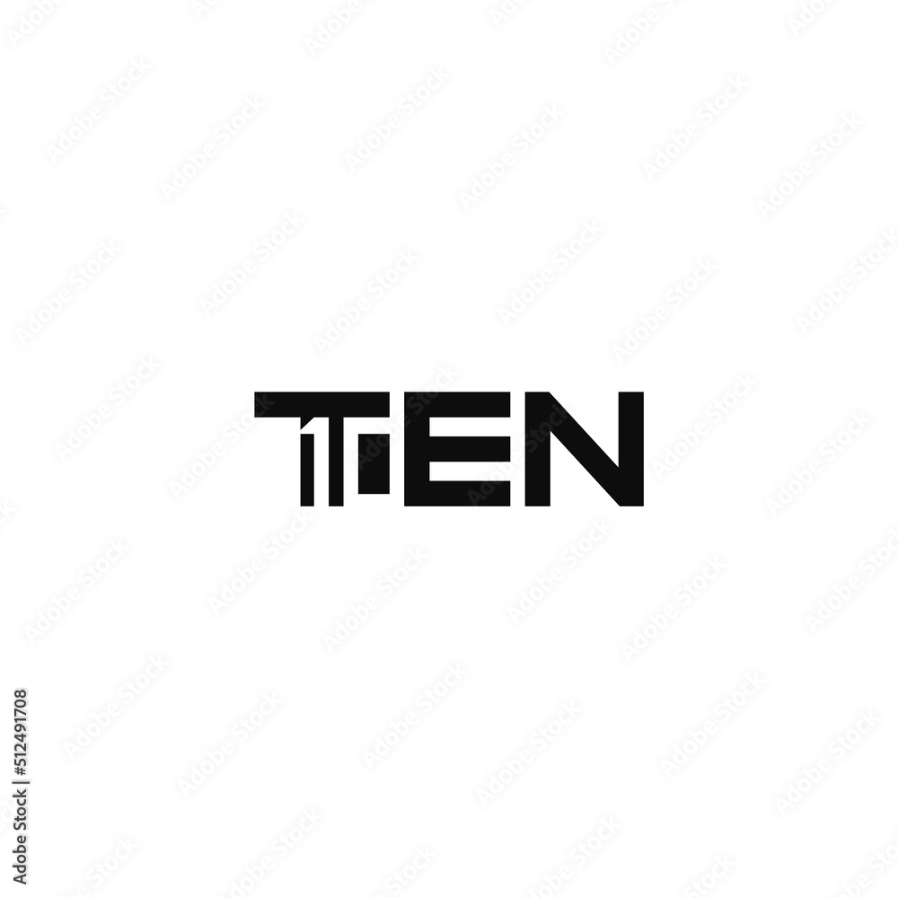 Ten number, negative space, text logo design. Ten number, negative space, text logo design.