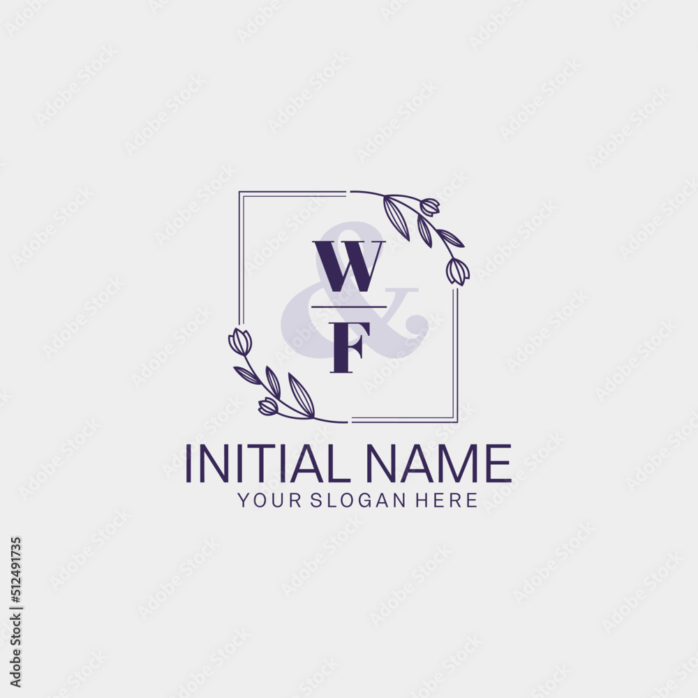 WF Initial handwriting logo vector. Hand lettering for designs.