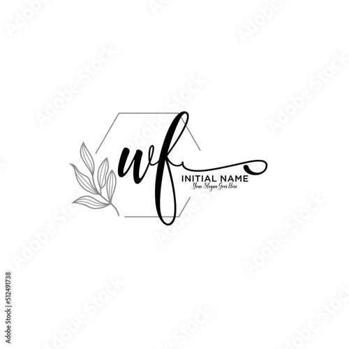 Initial letter WF beauty handwriting logo vector
