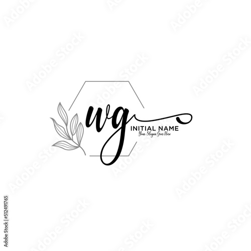 Initial letter WG beauty handwriting logo vector