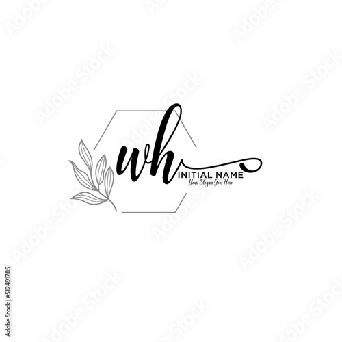 Initial letter WH beauty handwriting logo vector