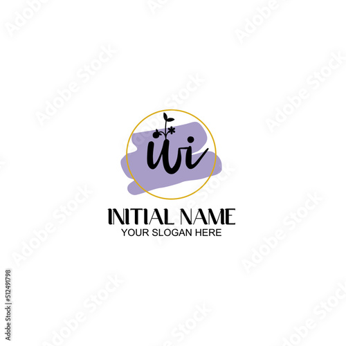 WI Initial handwriting logo vector. Hand lettering for designs.