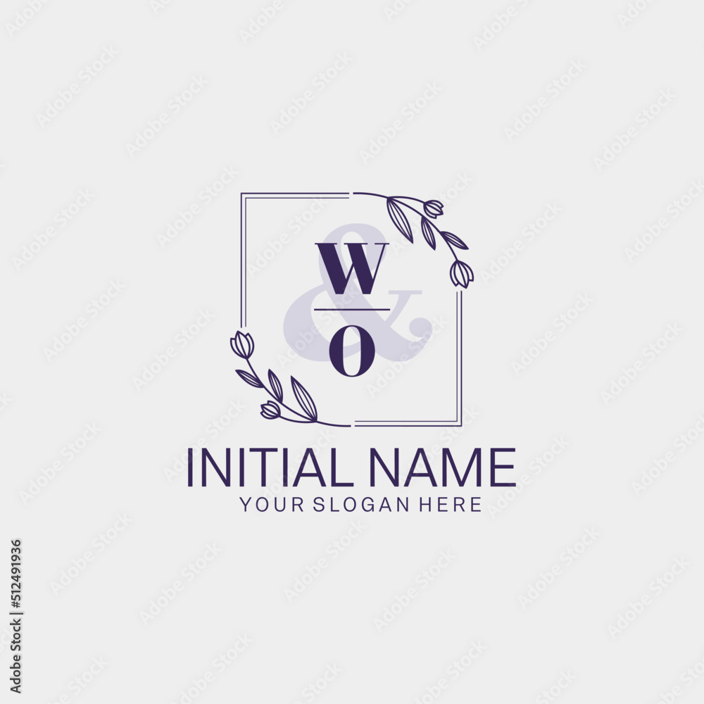 Initial letter WO beauty handwriting logo vector