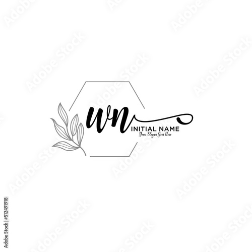 Initial letter WN beauty handwriting logo vector
