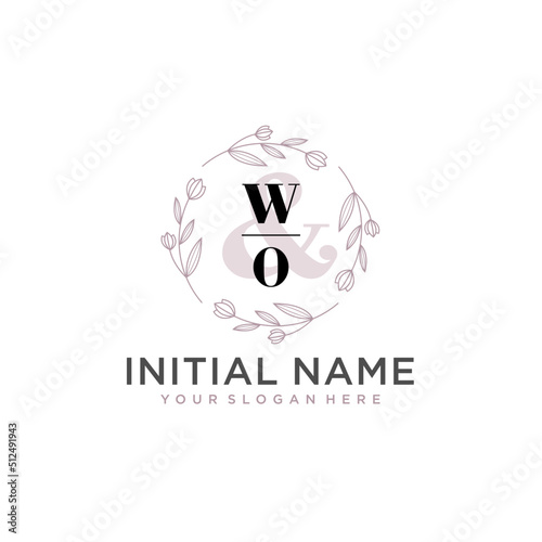 Initial letter WO beauty handwriting logo vector