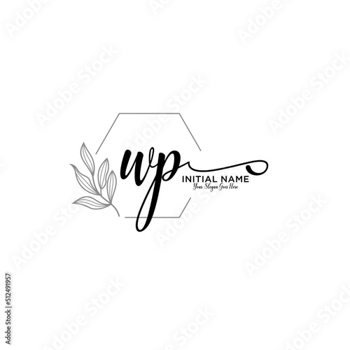 Initial letter WP beauty handwriting logo vector