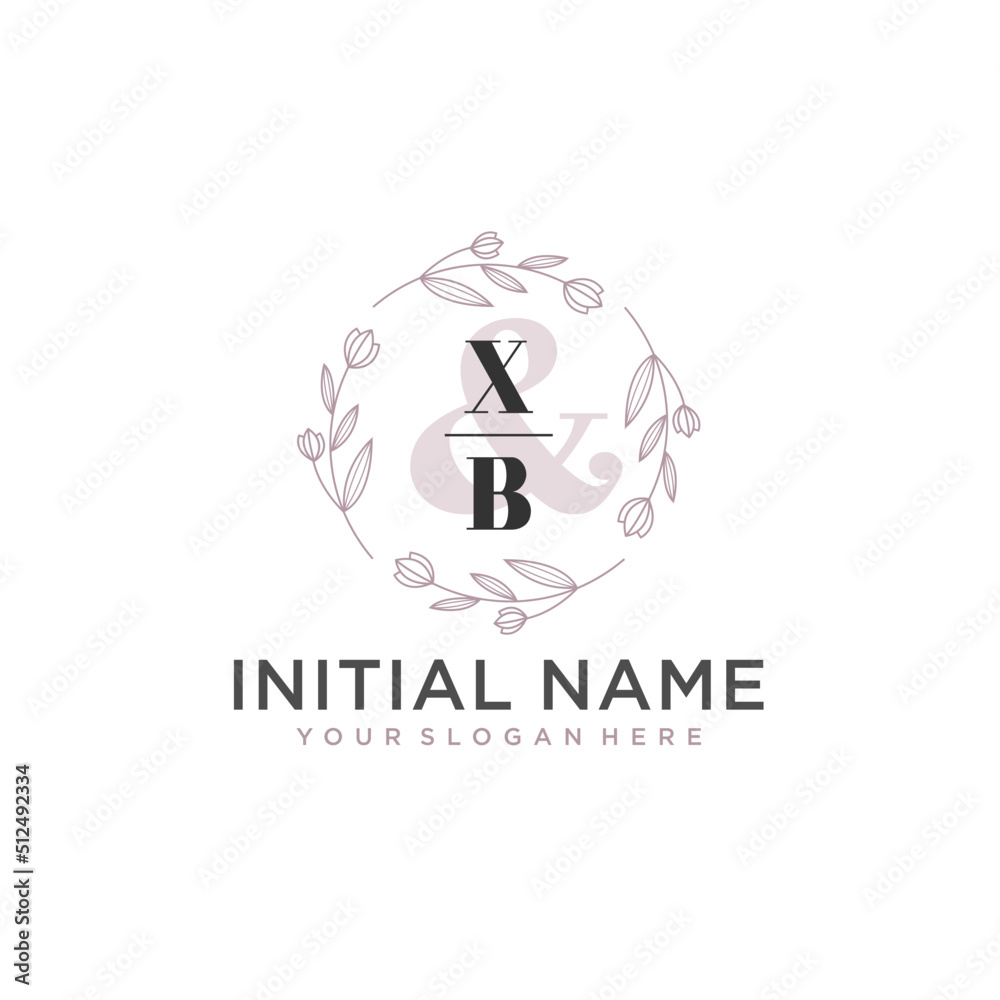 Initial letter XB beauty handwriting logo vector