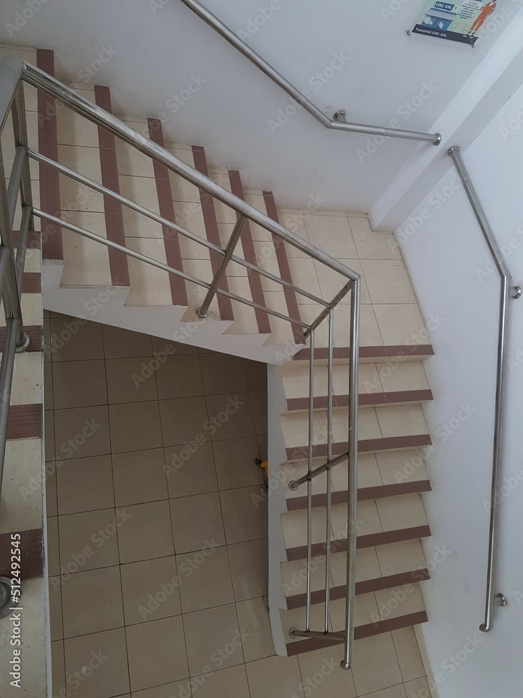 Fototapeta premium top view of the stairs of the house made of tiles. Interior concept.