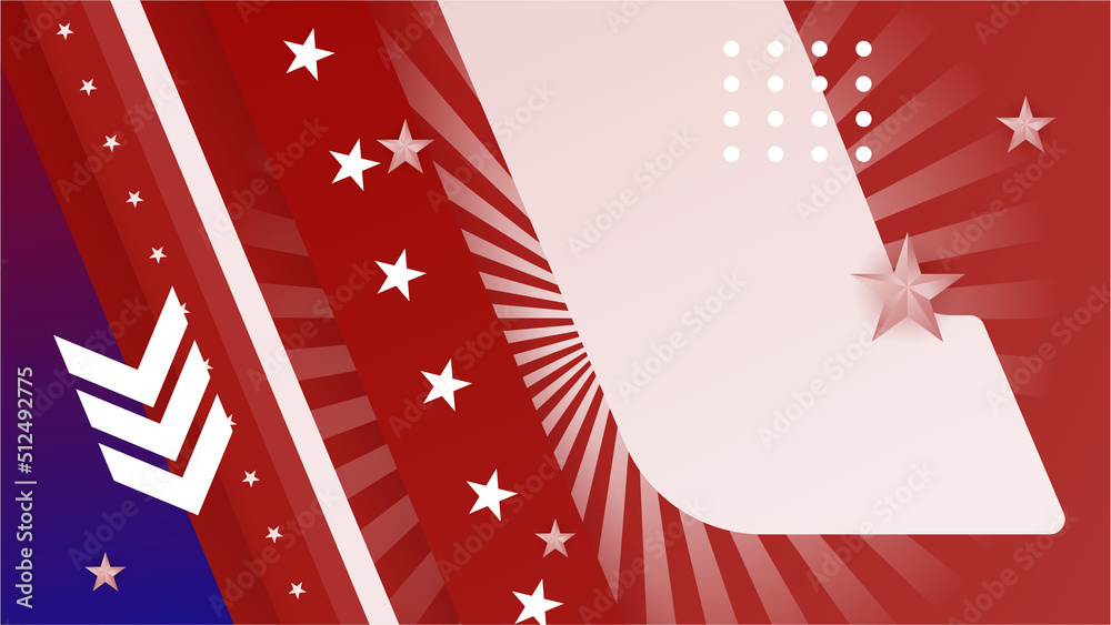 USA flag background. American flag waving in the wind vector illustration. Happy 4th of July stars balloons fireworks - Independence Day USA blue red background for celebration poster template USA flag background. American flag waving in the wind vector illustration. Happy 4th of July stars balloons fireworks - Independence Day USA blue red background for celebration poster template