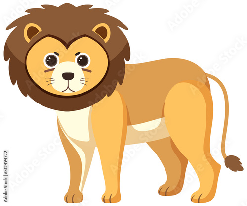 Cute lion in flat cartoon style