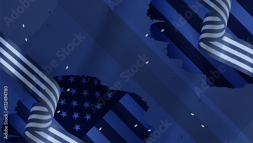 USA flag background. American flag waving in the wind vector illustration. Happy 4th of July stars balloons fireworks - Independence Day USA blue red background for celebration poster template