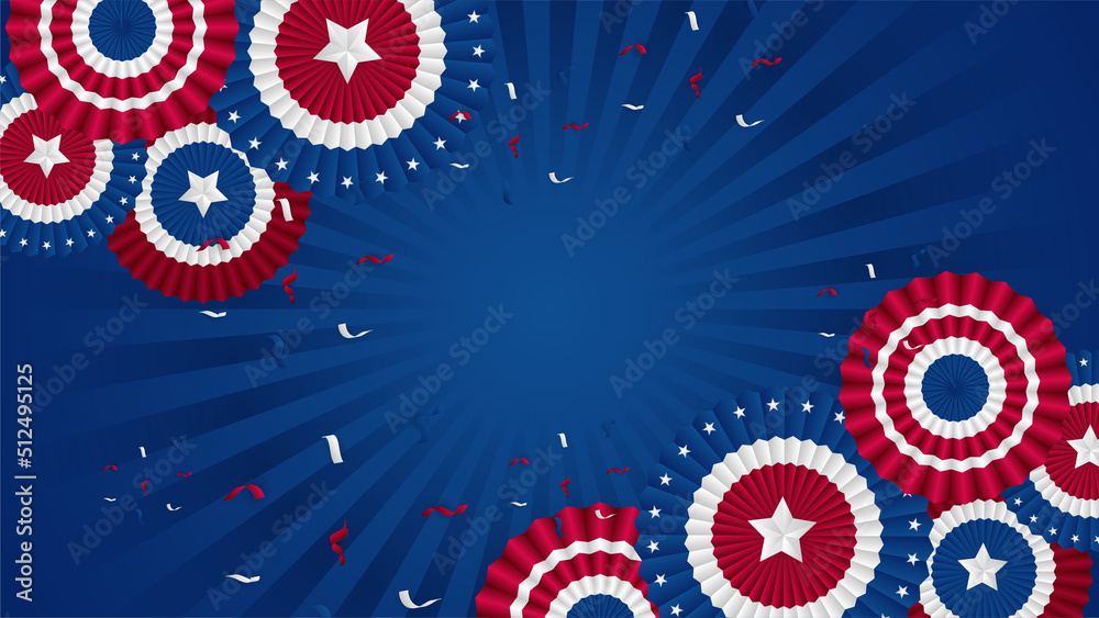 Fototapeta premium Happy 4th of July USA Independence Day background with American national flag. Universal US American banner. Vector illustration. Designed for Memorial day, Labour day, presentation, patriot, election