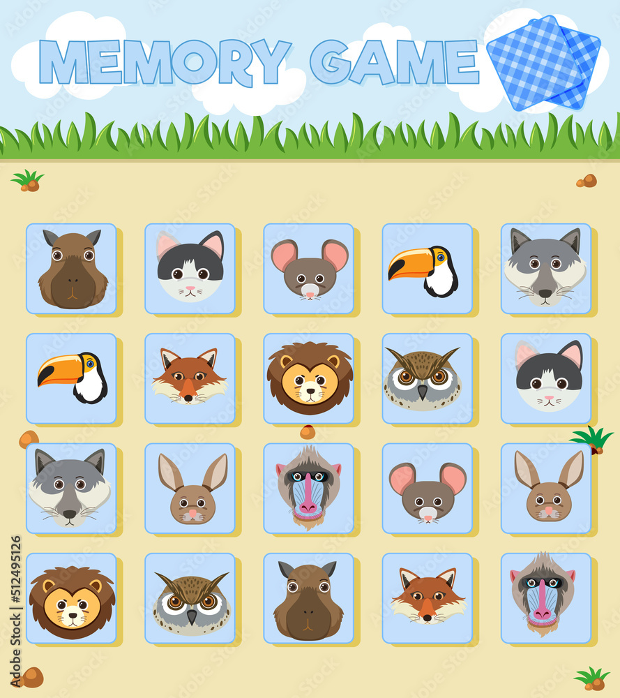 Animal memory card game