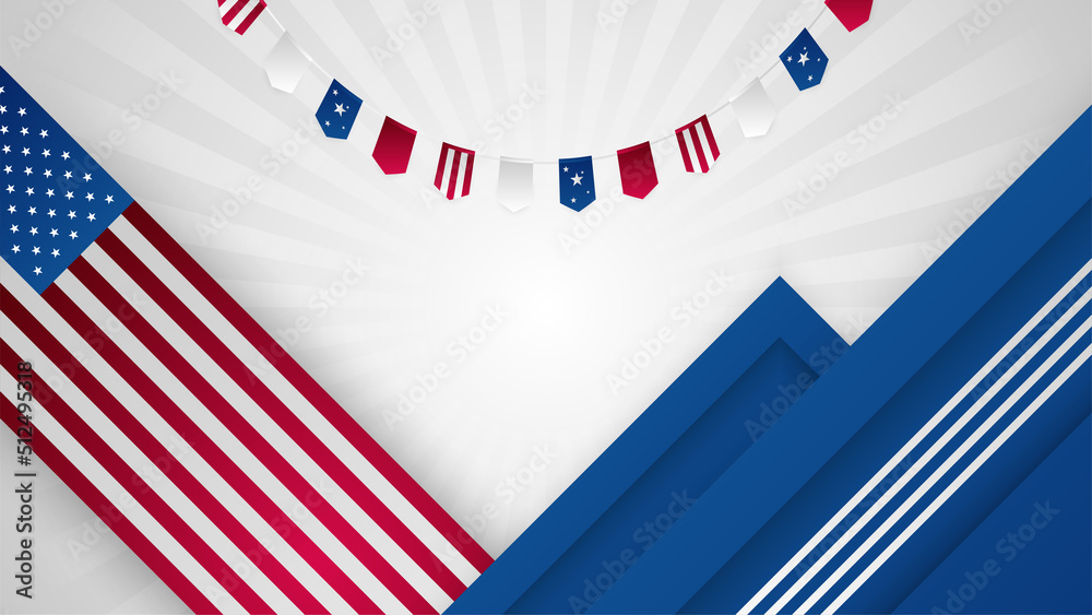Happy 4th of July USA Independence Day background with American national flag. Universal US American banner. Vector illustration. Designed for Memorial day, Labour day, presentation, patriot, election Happy 4th of July USA Independence Day background with American national flag. Universal US American banner. Vector illustration. Designed for Memorial day, Labour day, presentation, patriot, election
