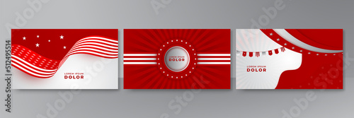 USA flag background. American flag waving in the wind vector illustration. Happy 4th of July stars balloons fireworks - Independence Day USA blue red background for celebration poster template