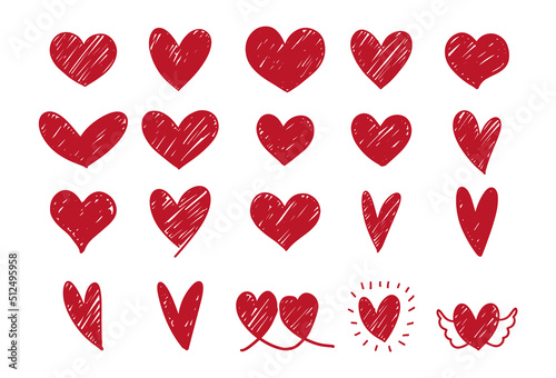 Heart Hand drawn set doodles ,hearts collection. Romance and love illustrations.	