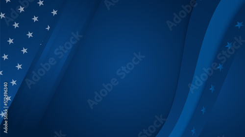 USA flag background. American flag waving in the wind vector illustration. Happy 4th of July stars balloons fireworks - Independence Day USA blue red background for celebration poster template