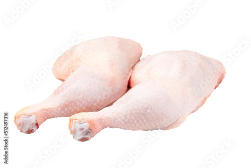 Isolated fresh raw chicken legs on white background