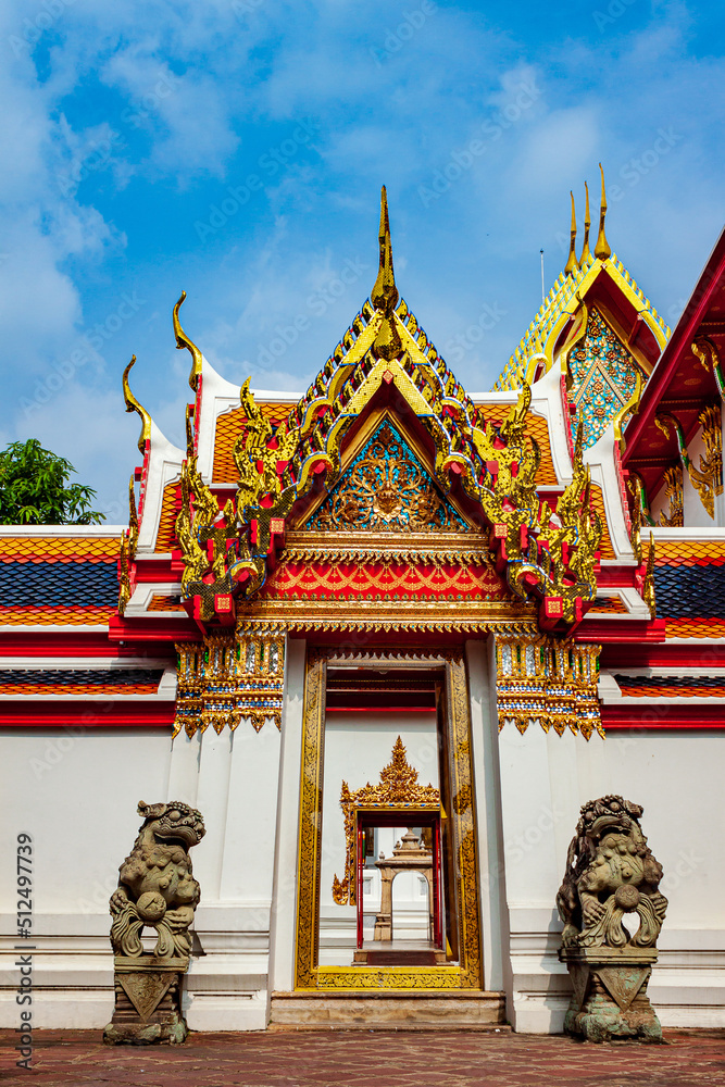 Buddha temple in Wat Phra Chetupon Vimolmangklararm or Wat Pho Bangkok, Thailand