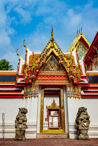 Buddha temple in Wat Phra Chetupon Vimolmangklararm or Wat Pho Bangkok  Thailand