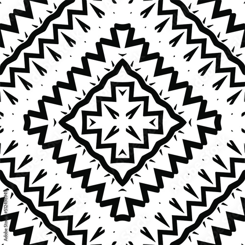 Abstract geometric seamless pattern. Black and white vector background. monochrome mandala.