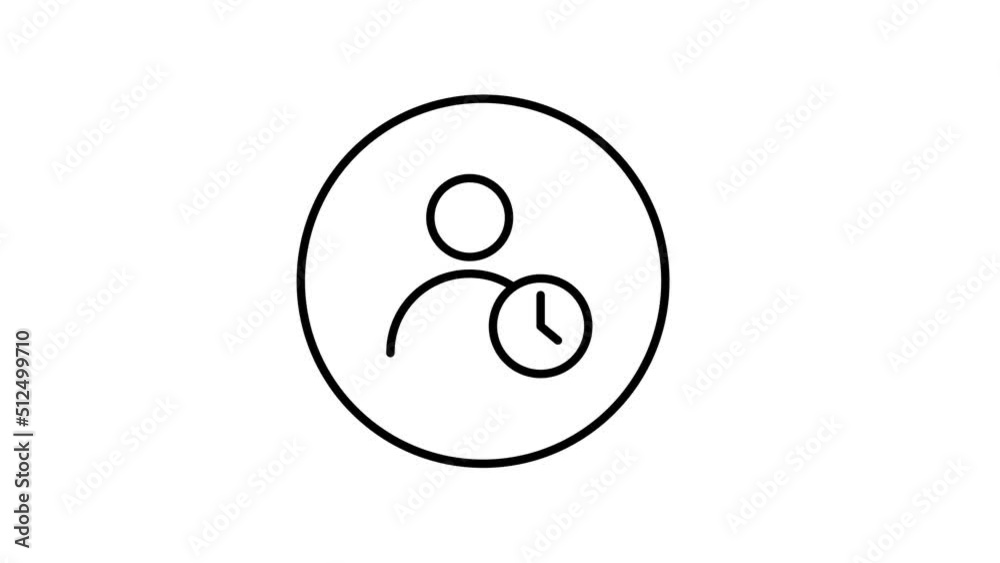User clock line icon inside circle, user schedule, line icon video animation. User clock line icon inside circle, user schedule, line icon video animation.