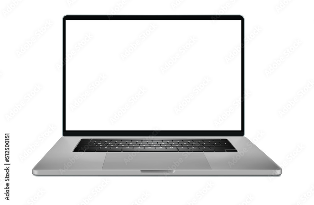Laptop with blank screen on white background. Laptop with blank screen on white background.