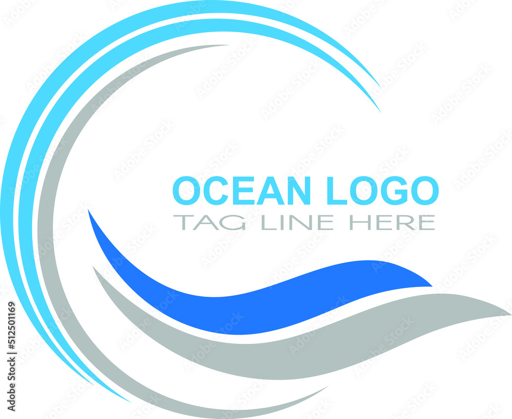 Ocean logo design with white background Ocean logo design with white background