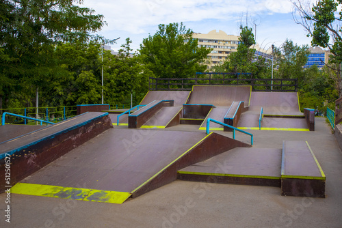 Wallpaper Mural a small skate park in the city. sports near the house. ramp for extreme athletes Torontodigital.ca