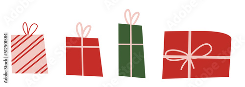 Holiday gift boxes icon set. Vector flat set